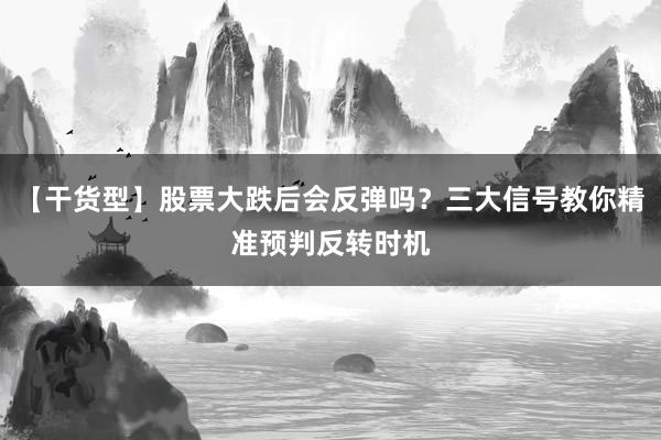 【干货型】股票大跌后会反弹吗？三大信号教你精准预判反转时机
