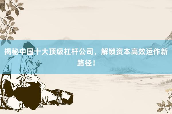 揭秘中国十大顶级杠杆公司，解锁资本高效运作新路径！
