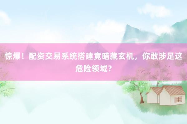 惊爆！配资交易系统搭建竟暗藏玄机，你敢涉足这危险领域？