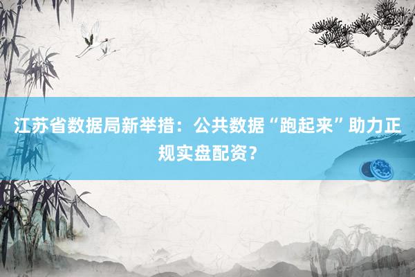 江苏省数据局新举措：公共数据“跑起来”助力正规实盘配资？