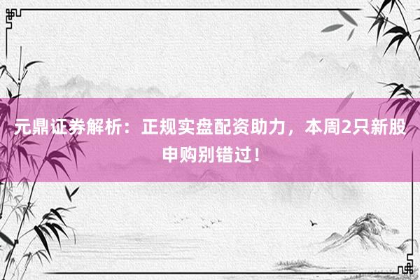 元鼎证券解析：正规实盘配资助力，本周2只新股申购别错过！