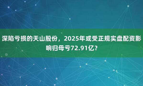 深陷亏损的天山股份，2025年或受正规实盘配资影响归母亏72.91亿？