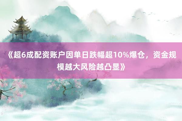 《超6成配资账户因单日跌幅超10%爆仓，资金规模越大风险越凸显》