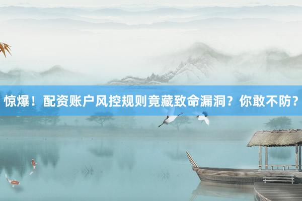 惊爆！配资账户风控规则竟藏致命漏洞？你敢不防？