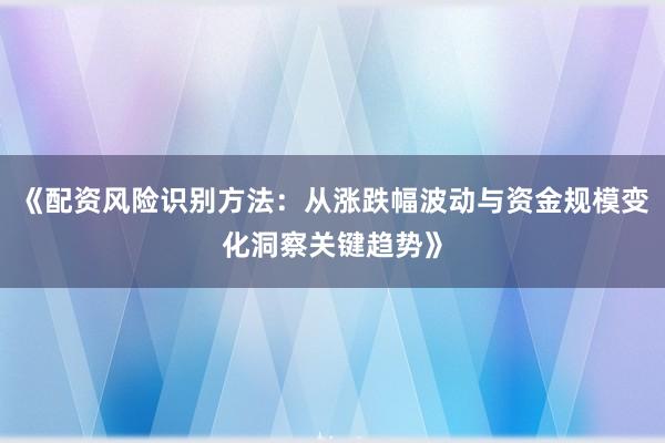 《配资风险识别方法：从涨跌幅波动与资金规模变化洞察关键趋势》