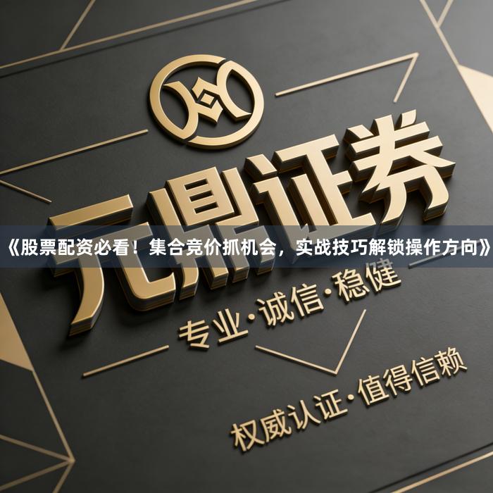 《股票配资必看！集合竞价抓机会，实战技巧解锁操作方向》