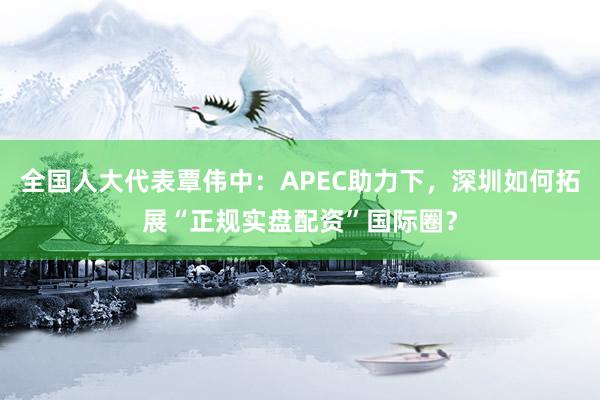 全国人大代表覃伟中：APEC助力下，深圳如何拓展“正规实盘配资”国际圈？