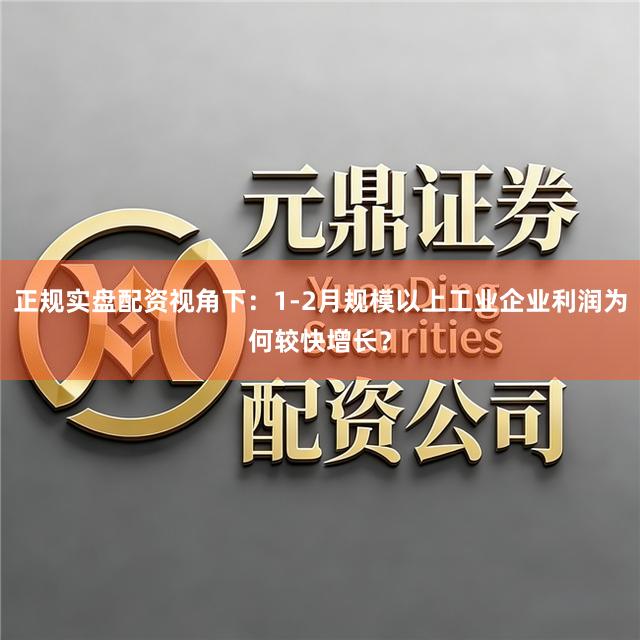 正规实盘配资视角下：1-2月规模以上工业企业利润为何较快增长？