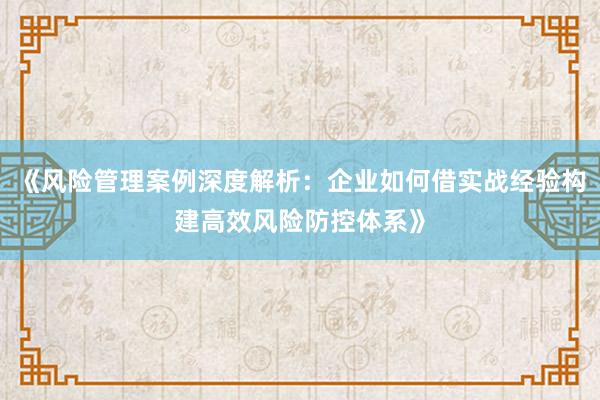 《风险管理案例深度解析：企业如何借实战经验构建高效风险防控体系》