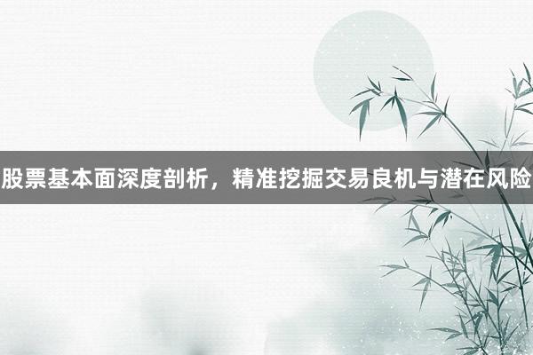 股票基本面深度剖析，精准挖掘交易良机与潜在风险
