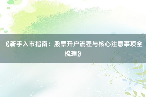 《新手入市指南：股票开户流程与核心注意事项全梳理》