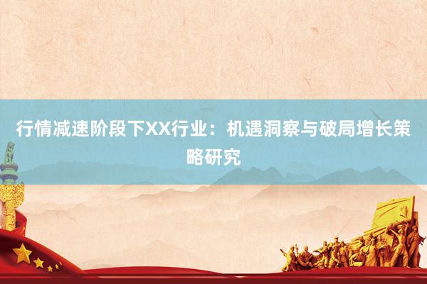 行情减速阶段下XX行业：机遇洞察与破局增长策略研究