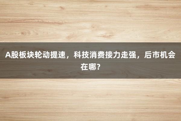 A股板块轮动提速，科技消费接力走强，后市机会在哪？